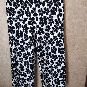 Jules & Leopold Black/White Floral Wide Leg Crop Pants, M